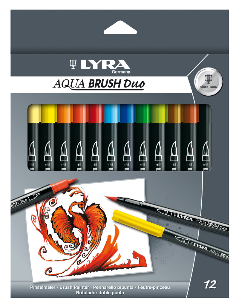 Lyra Aqua Brush Duo 12 Asst'd cols - School Club Educational Supplies